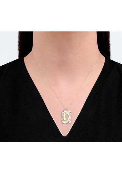 Gülaylar Diamond Line Sarı Altın 14 Ayar Harf Kolye