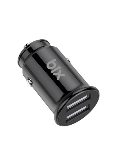 Bix Bxaa12w 12w Çift Usb-a Portlu Araç Şarj Aleti İphone Android Uyumlu Mini Araç İçi Şarj Cihazı Siyah