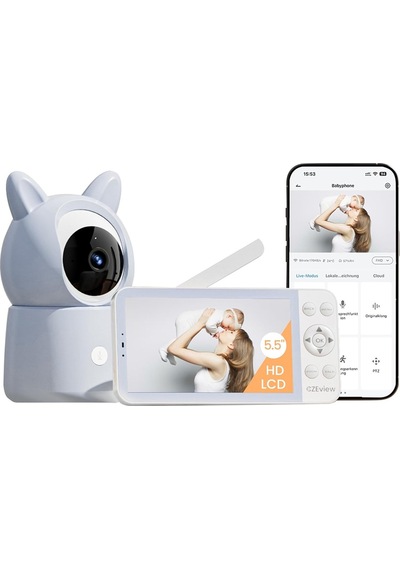 Czeview Bm6 2k Bebek Monitörü, 5.5" Hd Ekran, Wifi & Uygulama, Gece Görüşü, Hareket & Ses Algılama Kamera Sistemi