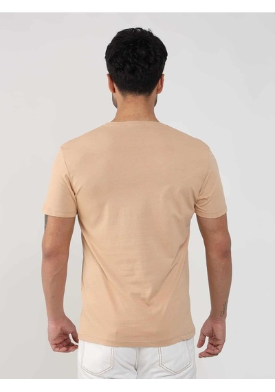 Dufy Vizon Erkek Slim Fit Desenli O Yaka Tshirt - 105314-vizon Vizon