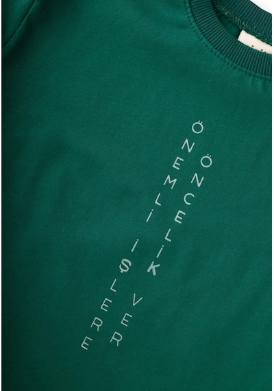 Cigit Sloganlı Uzun Kollu T-shirt 2-10 Yaş Yeşil