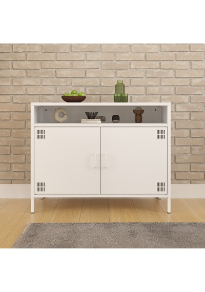 Pera Tv Ünitesi, Tv Dolabı,2 Kapaklı, Açık Raflı 100,50 X 40 X 79,50 Cm Ral 9016 Beyaz Pera Tv Ünitesi, Tv Dolabı,2 Kapaklı, Açık Raflı 100,50 X 40 X 79,50 Cm Ral 9016 Beyaz