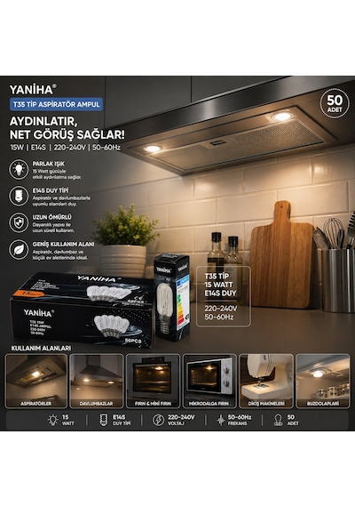 Ulbay T35 Aspiratör Ampul 15w E14- 50'li Paket