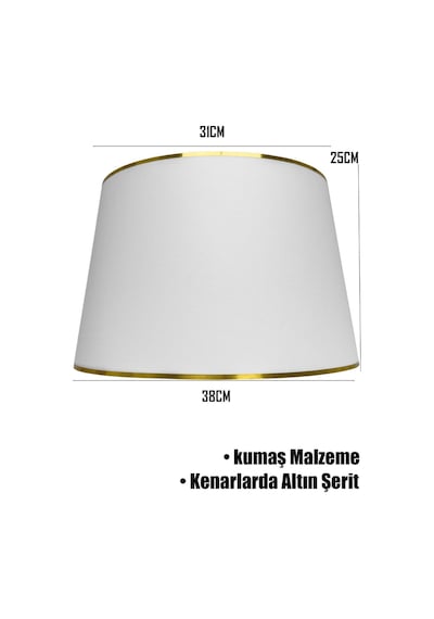 Beyaz Gold Şeritli Lambader Şapkası Beyaz