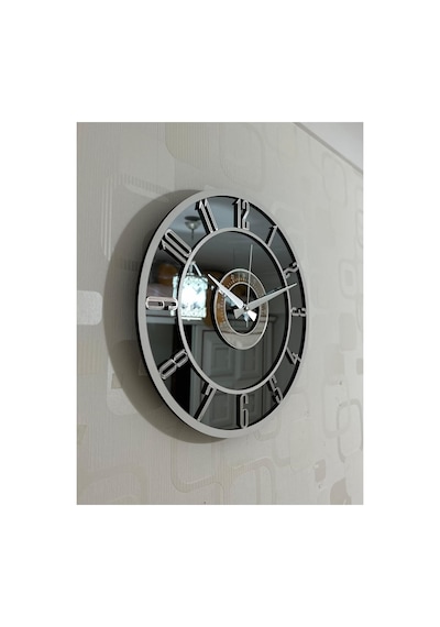 Pey Aksesuar Aynalı Duvar Saati Gerçek Ayna 40 Cm Modern Tasarım C41-füme-beyaz-gümüş