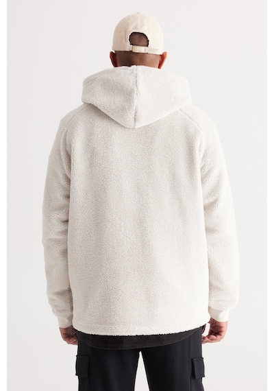 AC&Co / Altınyıldız Classics Erkek Bej Oversize Bol Kesim Kapüşonlu Polar Bej