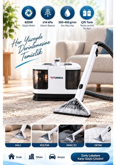 Tr Halı Ve Koltuk Yıkama Cam Temizleme 6ın1 Leke Çıkartma Makinesi Tcc02 Beyaz