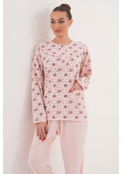 Mecit Pijama Mecit 6314 Pudra Kadın Büyük Beden Pijama Takımı Pudra