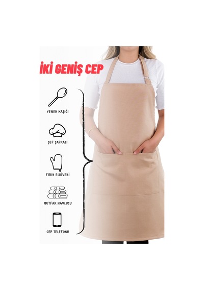 Sevilya Simple Ayar Askılı Mutfak Önlüğü Cappucino
