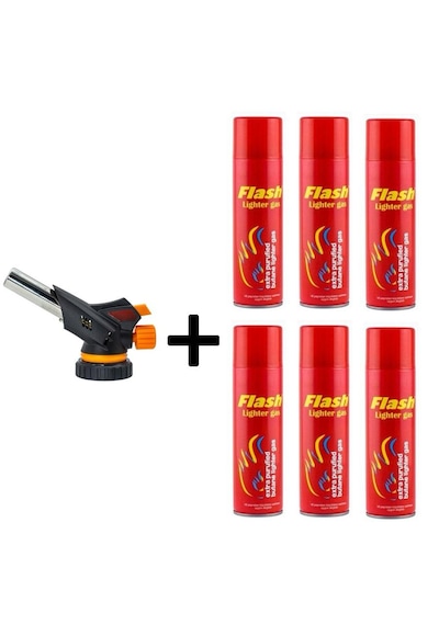 Tub Shop 1300 Derece Profesyonel Pürmüz Çakmak Ws-509c Kafa Çakmak 6 Adet Flash Gaz Kırmızı
