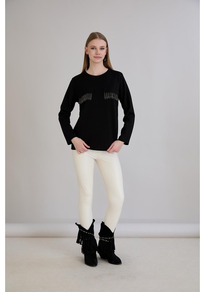Sortie Collection Cebi Taşlı Modal Penye Siyah