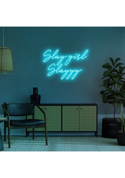 Slay Girl Slayyy Yazılı Neon Tabela Turkuaz