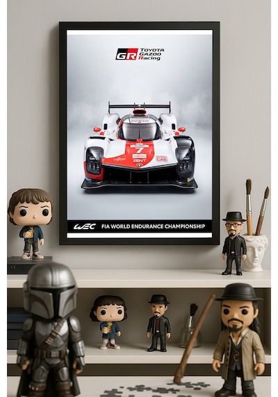 Toyota Gazoo Racing Siyah Ahşap Çerçeveli Poster, Dekoratif Araba Duvar Tablosu