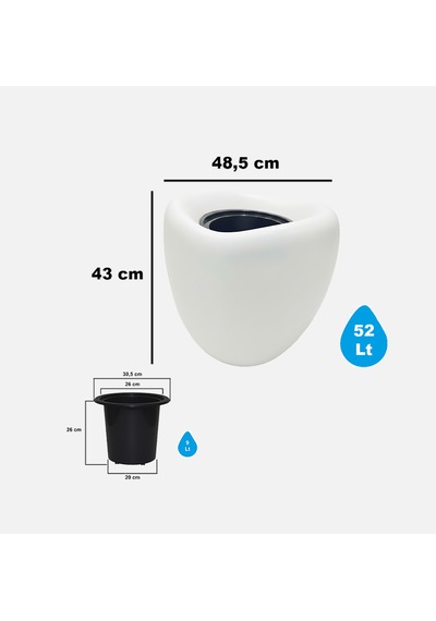 Evinizin Atölyesi Yumurta Saksı Kirli Beyaz 52 Lt 52cm-round