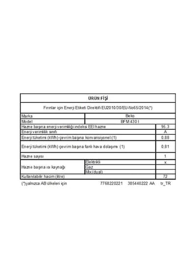 Beko BFM 430 I 72 LT Ankastre Fırın