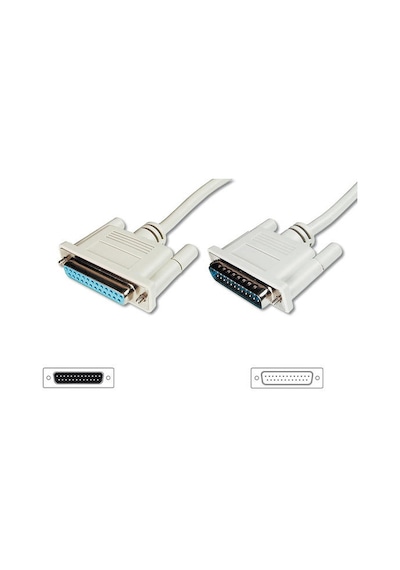 Digitus Ak-610201-020-e 2 Mt D-sub 25 To D-sub 25 Erkek-dişi Awg28 Cu Zırhlı Bej Kablo