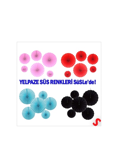 Kağıt Yelpaze Süs, 6 Adetli Set, Pembe 0  -  99
