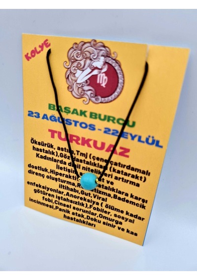 Sertifikalı Başak Burcu Turkuaz Taşı Doğal Taş Kolye Çok REnkli