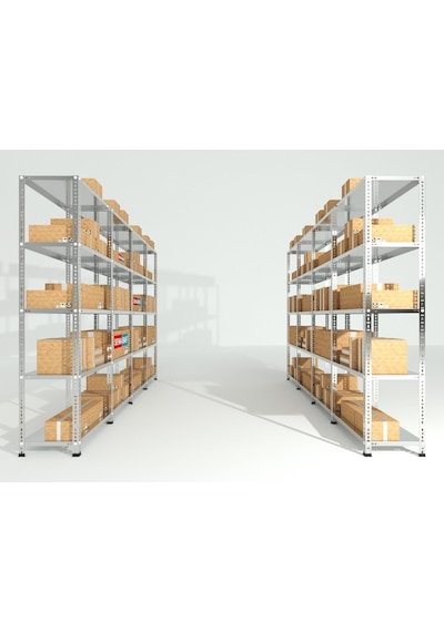 Raf Burada  3 Katlı Duble Galvaniz Çelik Raf - Depo, Arşiv, Kiler, Dosya, Market Rafı-43x60x100 cm- 1.00 mm