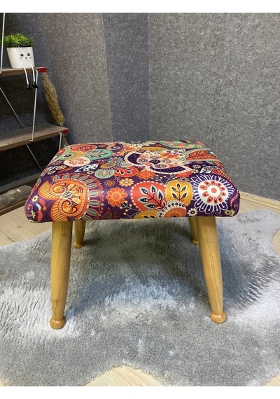 Trend Naturel Retro Ahşap Ayak Uzatma Pufu Makyaj Koltuğu Bench Tabure