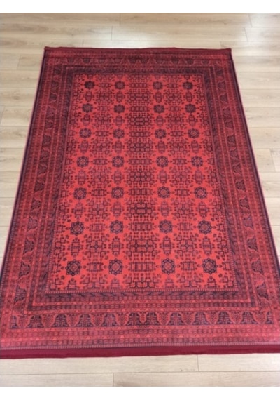 Çam Halı Gloria Td410 Bordo Afgan Desen Dokuma Saçaklı Kilim