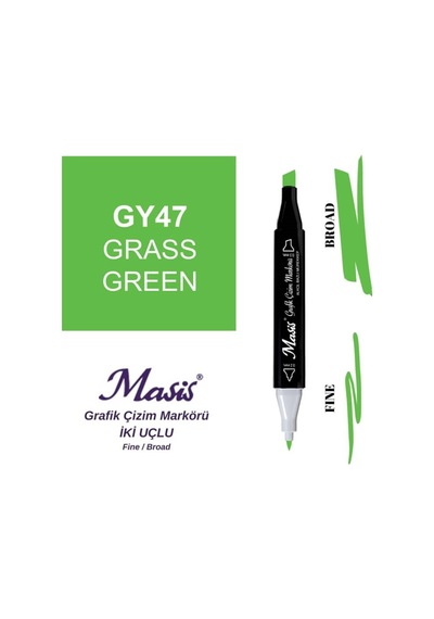 Çift Uçlu Marker Grafik Çizim Kalemi 47 Çimen Yeşili
