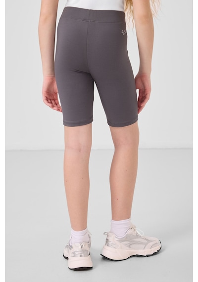 Tommylife Koyu Gri Pamuklu Kısa Paça Standart Fit Basic Kız Çocuk Tayt - 75188 Koyu Gri