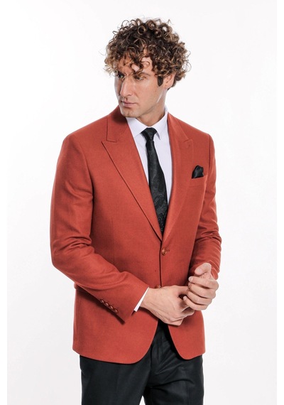 Düz Slim Fit Spor Bordo Erkek Ceket - Wessi Bordo
