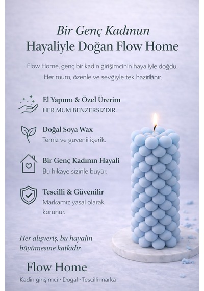 Soya Mum,dekoratif Lüks & El Yapımı Doğal Mum,uzun Yanma Süreli Şık Ev Hediyesi,ev Süsü Mavi 360 G Mavi