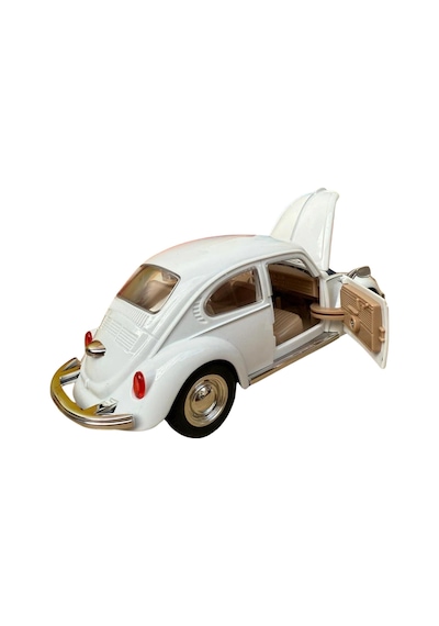 Nostaljik Beetle Vosvos Oyuncak Araba - 17cm Büyük Boy - Sesli Işıklı Ve Sürtmeli - Beyaz Araba Çok Renkli