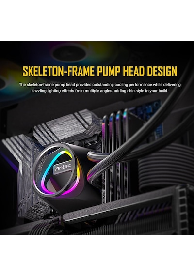 Skeleton 360 Argb, 360mm Aıo Sıvı İşlemci Soğutucu, 3x120mm Pwm Argb Fan, Bakır Taban, Intel Lga115x/1200/1700/20x Diğer