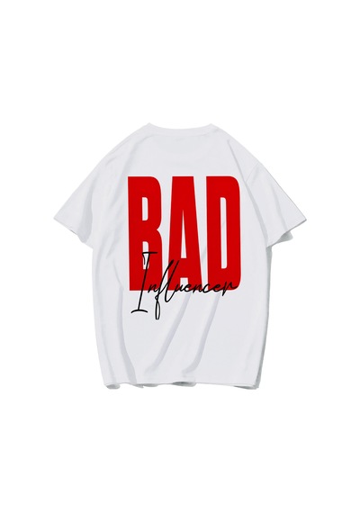 Brz Collectıon Brz Collection Unisex Oversize Bad Influencer T-shirt Beyaz