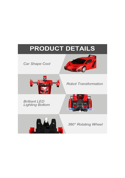 Robota Dönüşen Uzaktan Kumandalı Araba Lamborghini Model Şarjlı Rc Araba