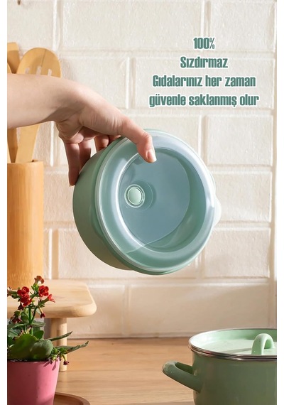 3'lü Kilitli Ve Sızdırmaz Hava Tahliye Contalı Çok Amaçlı Erzak Ve Saklama Kabı Seti 800 Ml + 1300 Ml + 2000 Ml
