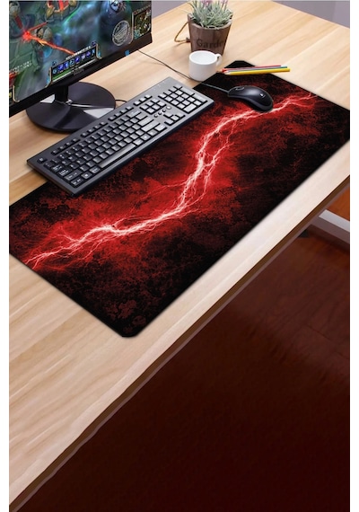 Sonictouch Klavye Mousepad 40x90cm Dikişsiz Pürüzsüz Sıvı Geçirmez Kaymaz Taban Kızıl Akım