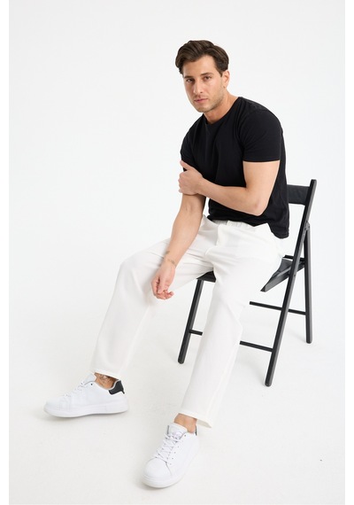 Eseclass Pilili Baggy Jogger Erkek Pantolon Beyaz Beyaz