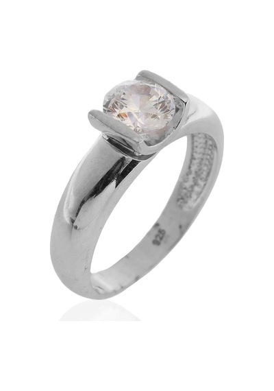 Aşina Gümüş 6 Carat Tek Taş Taşlı Gümüş Yüzük 925 Ayar