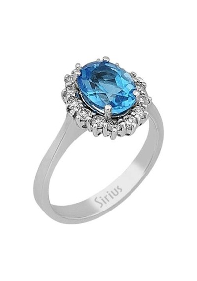 Sirius Pırlanta Ve Oval Mavi Topaz Taşlı Anturaj Yüzük 0801R0031