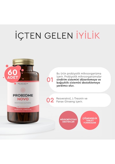 Next-Microbiome Probiome-Novo 60 Çiğneme Tablet