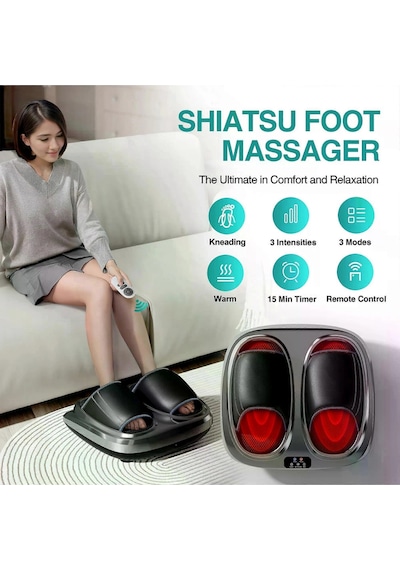 Glr Hg01-a Shiatsu Ayak Masaj Aleti - Yoğurmalı, Hava Basınçlı Ve Isıtmalı Derin Doku Masajı, Titreş Gri