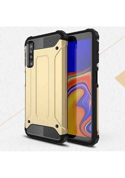 Noktaks - Galaxy Uyumlu A9 2018 Uyumlu - Kılıf Çift Katman Zırh Tank Crash Military Kapak - Gold - T6480 Gold