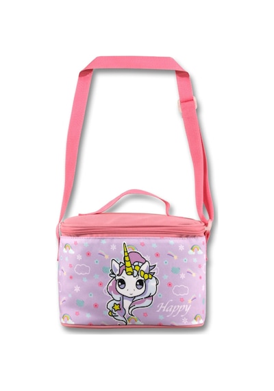 Ümit Çanta Termoslu/ısı Yalıtımlı Beslenme Çantası - 5016 - Gökkuşağı Unicorn, Turkuaz Pembe Kız Çocuk Lila - Pembe