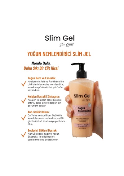 Selülit Ve Çatlak Karşıtı & Yoğun Nemlendirici Slim Jel Kolajen Destekli Bölgesel İncelme Jeli