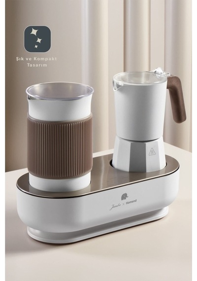 Jumbo x Homend JoyPot 5013H, Süt Köpürtme Fonksiyonlu ve 4 Farklı Kahve Programlı Mochapot