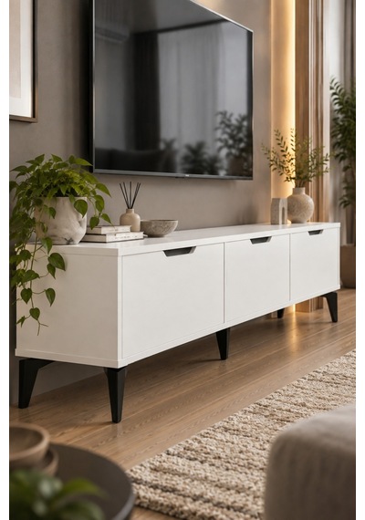 Sulorahome Beyaz Suntalam Tv Sehpası 160x35 Cm