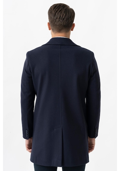 White Stone Ancona 4025-2 Düz Ceket Yaka Slim Fit Pamuklu Kaban Laci-Laci Lacivert
