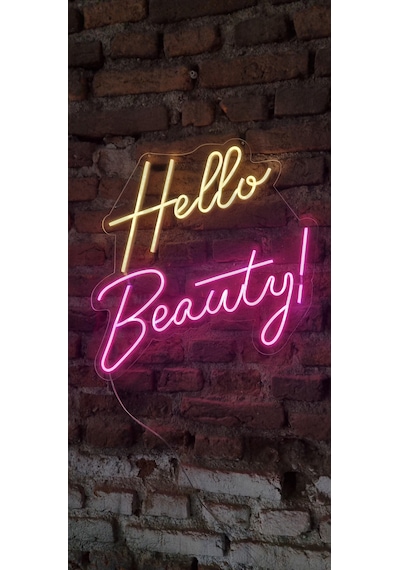 Hello Beauty Yazılı Neon Led Duvar Aydınlatması