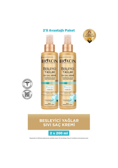 Bioxcin Besleyici Yağlar Sıvı Saç Kremi 200 Ml 2 Adet