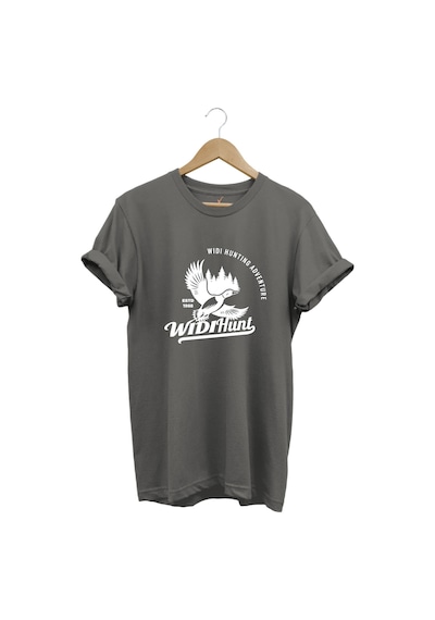 Avcılık Hunting Ördek Avı Baskılı Adventure %100 Pamuk Regular Fit Bisiklet Yaka Unisex T-shirt Antrasit