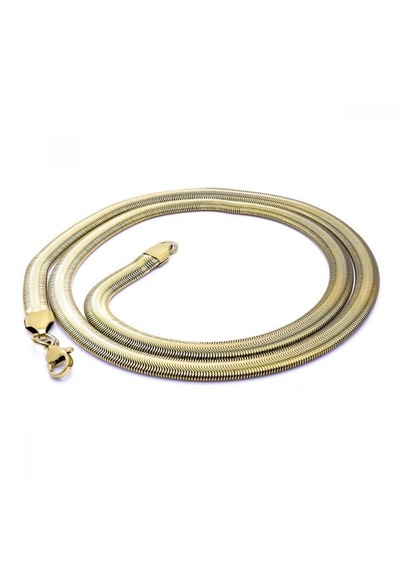Erkek İtalyan Çelik Kolye 2mm X 6mm 9194 Altın